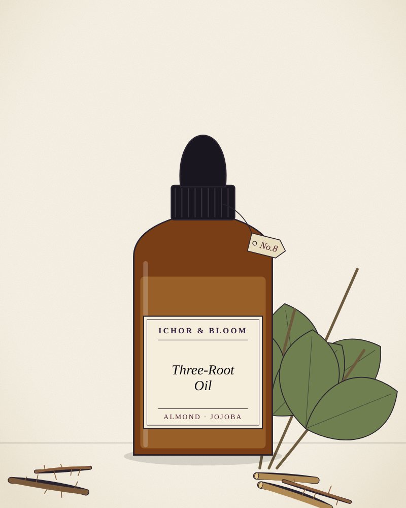 Drawing of Three-Root Oil