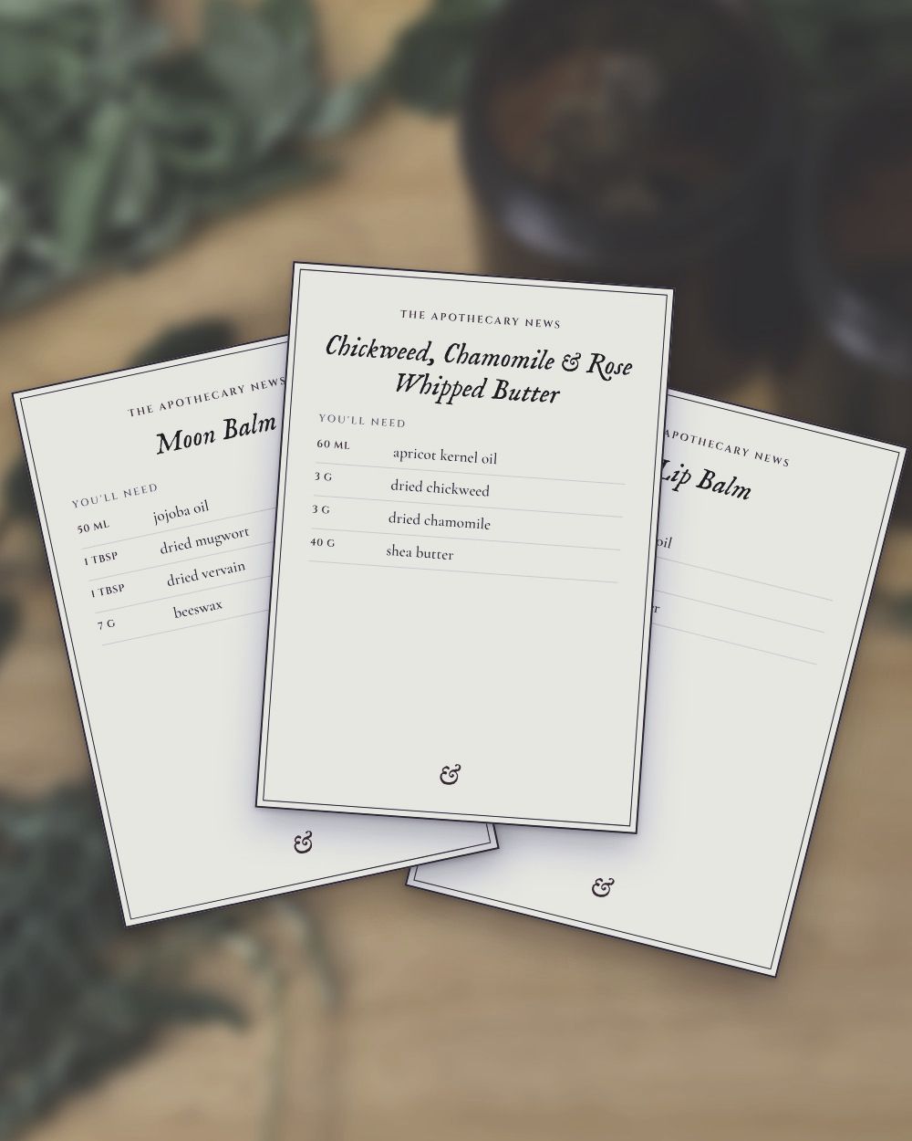 Skin Cream Recipe Cards, Set of 8
