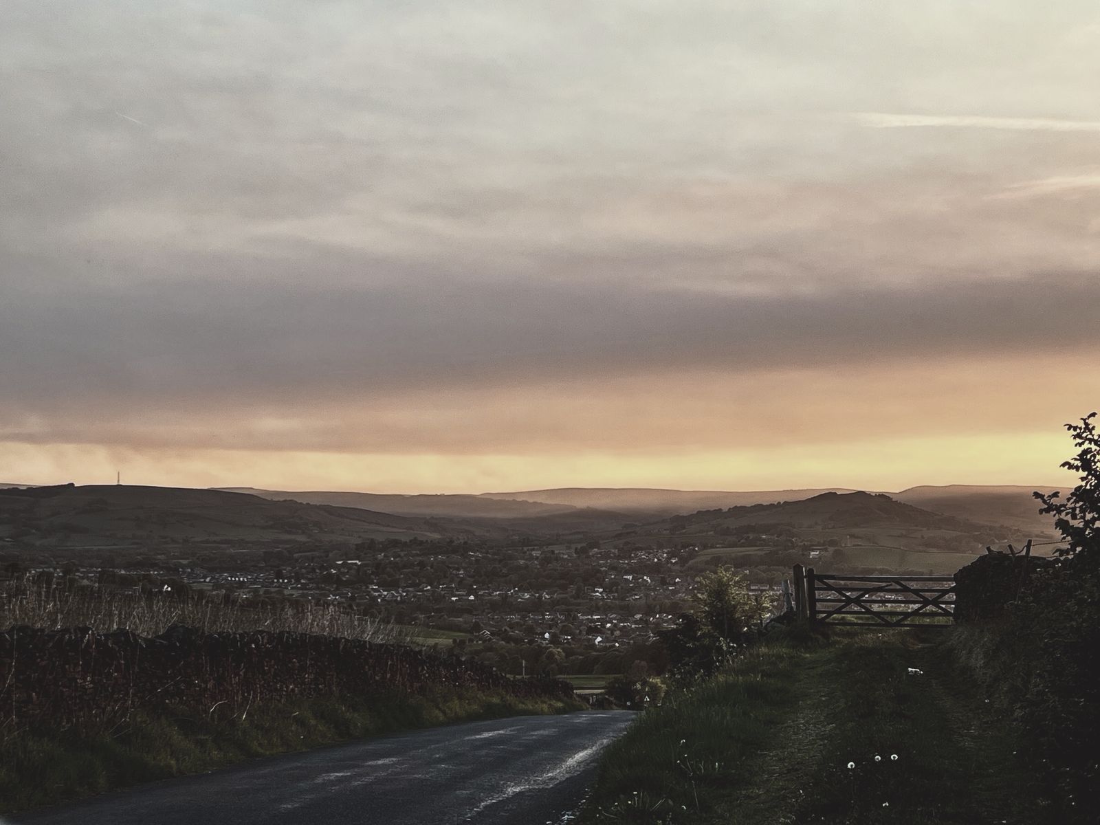 A lane at sunset
